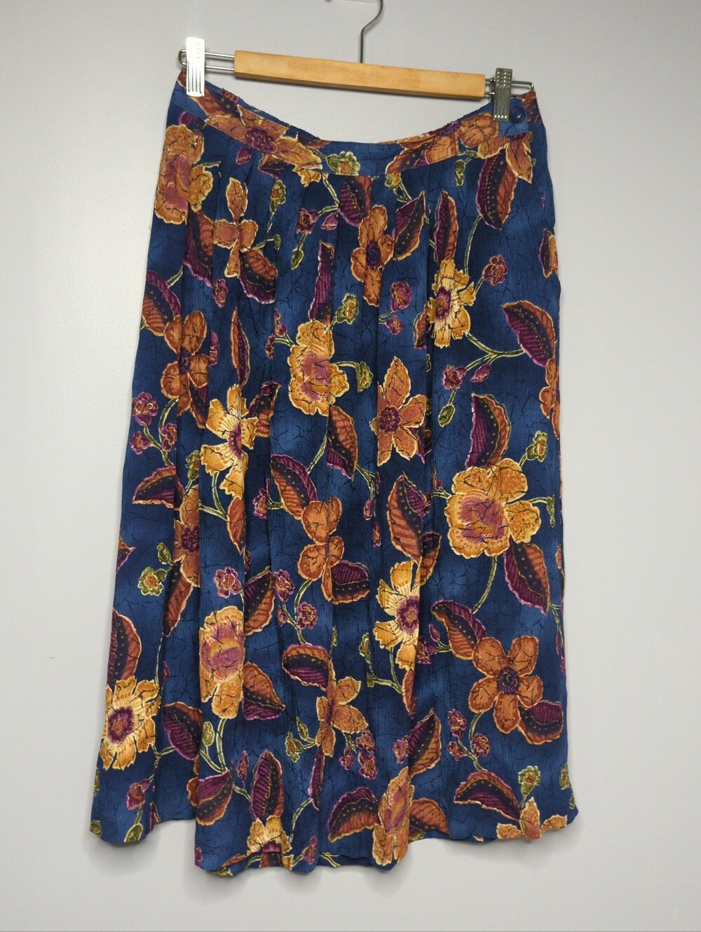 Vintage Alfred Dunner Floral Midi Skirt Size 12 Rayon Pleated Pockets 90s